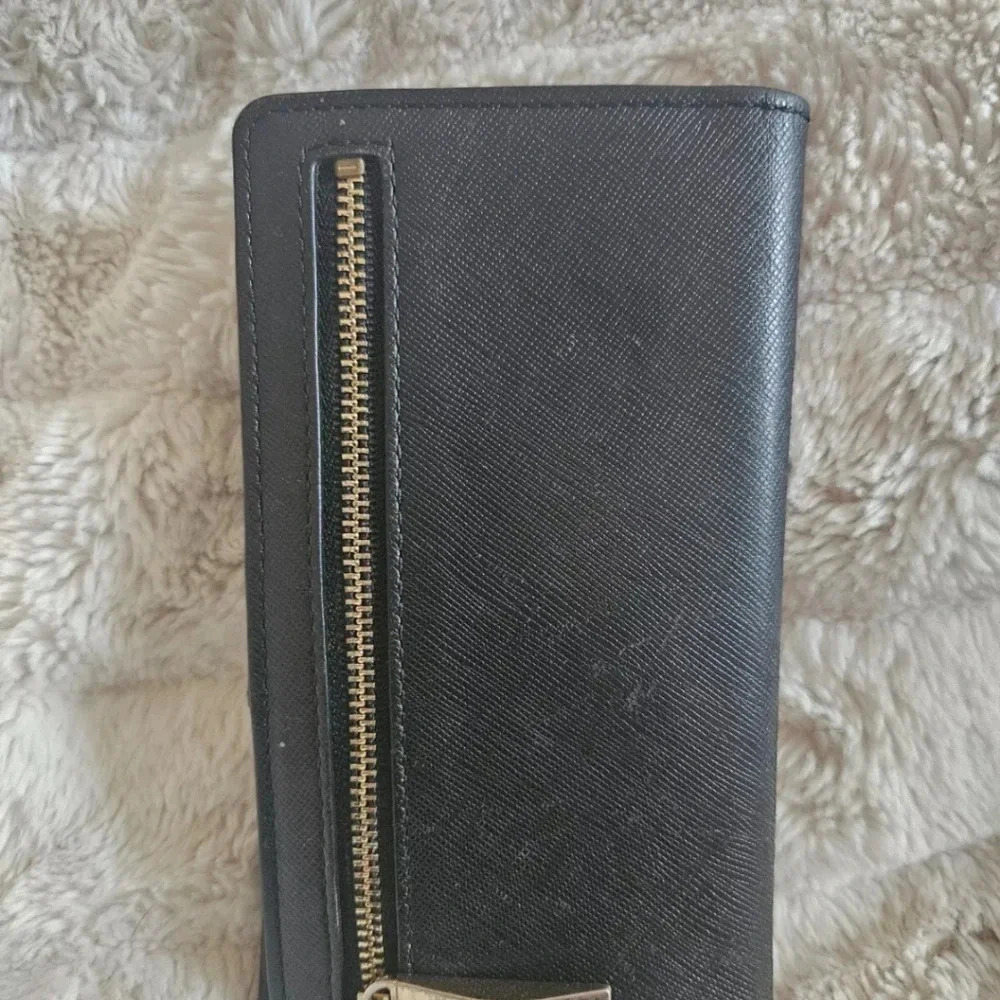 Kate Spade New York Black Pebbled Leather Card Holder Wallet Genuine 6.5”x3.5” - Picture 2 of 4